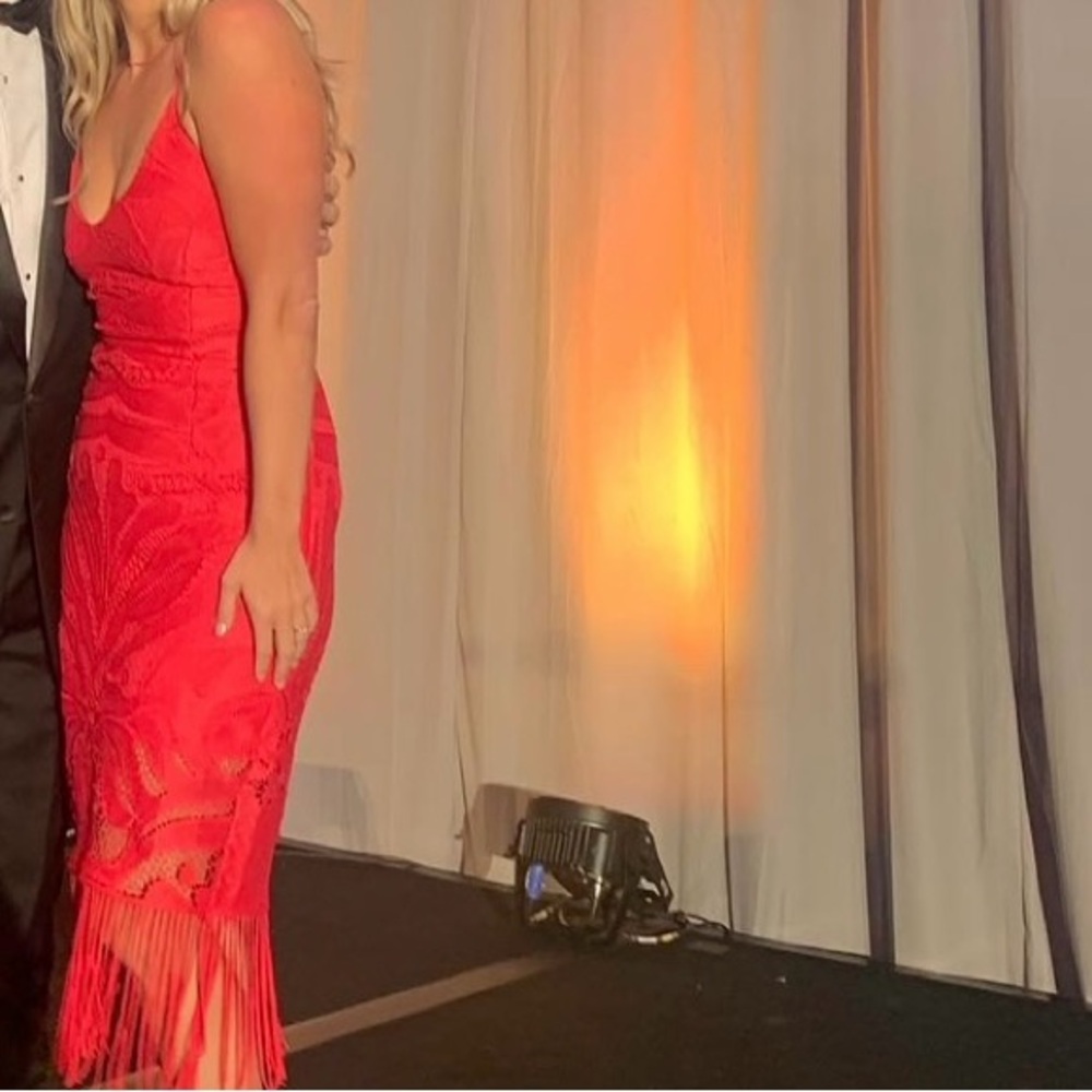 Elegant Red Fringe Dress